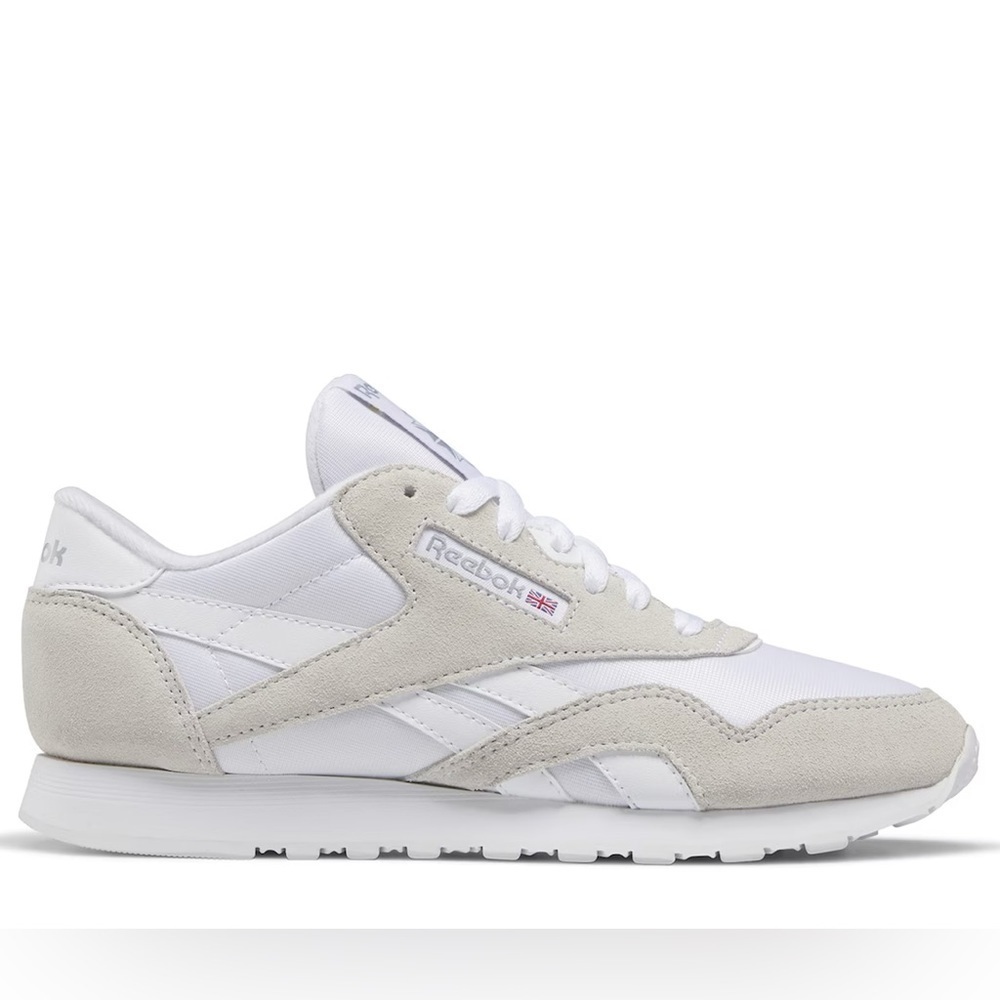 NWT Reebok CL Nylon White Womens Sneakers classic grey shoes